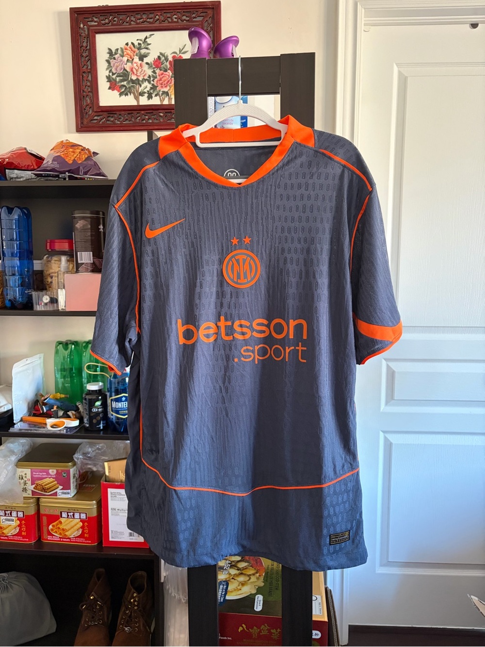 Nike Inter Milan Gray and Orange Football Jersey